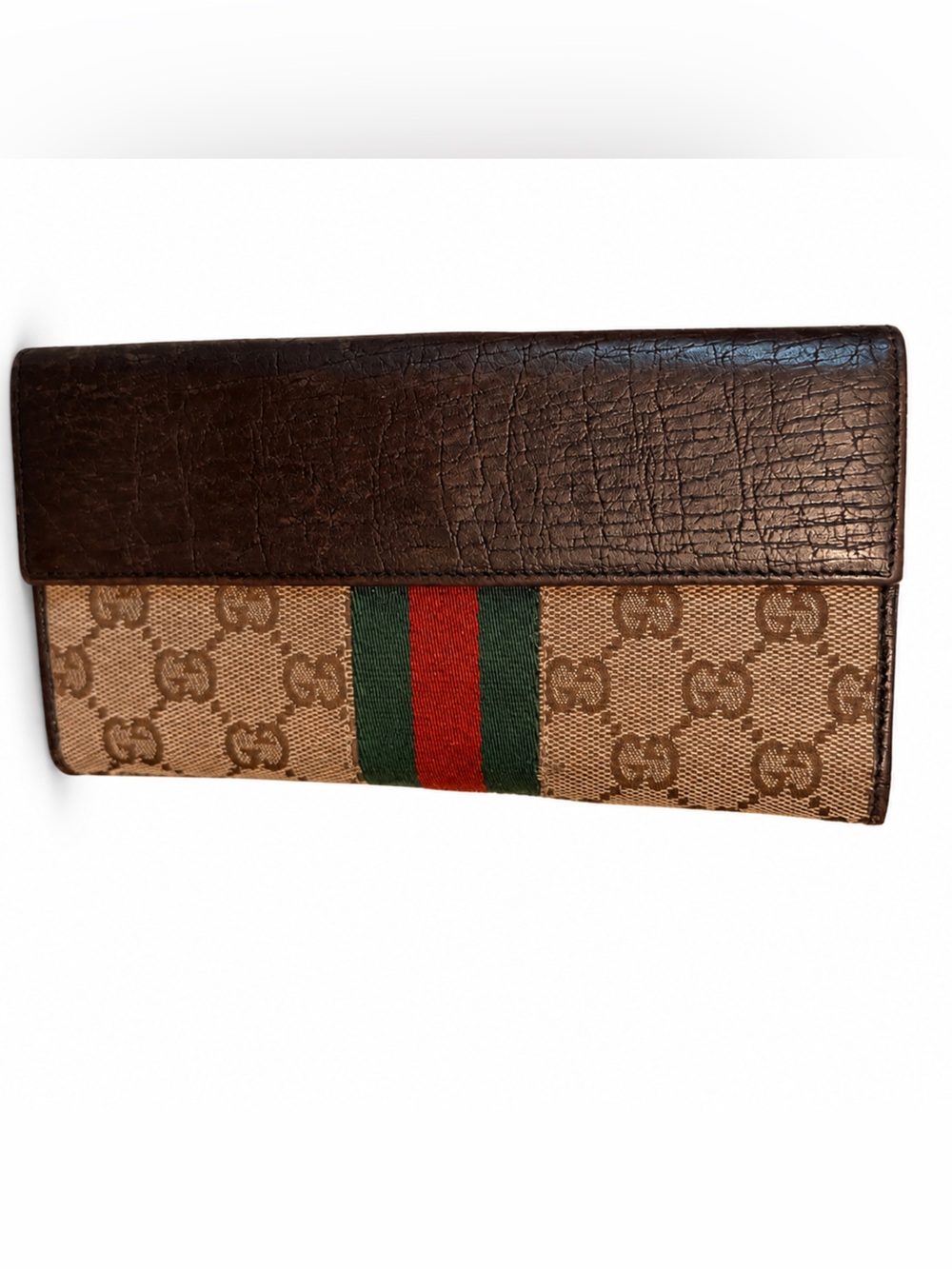 Gucci Brown GG Canvas Wallet with Green and Red Web Stripe - Picture 3 of 5